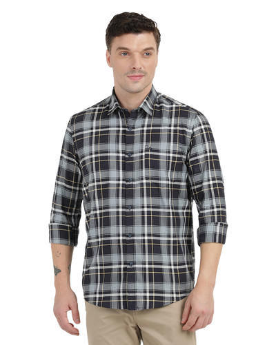 Black with White Checked Casual Shirt