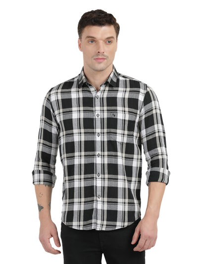 Black and White Checkered Casual Shirt