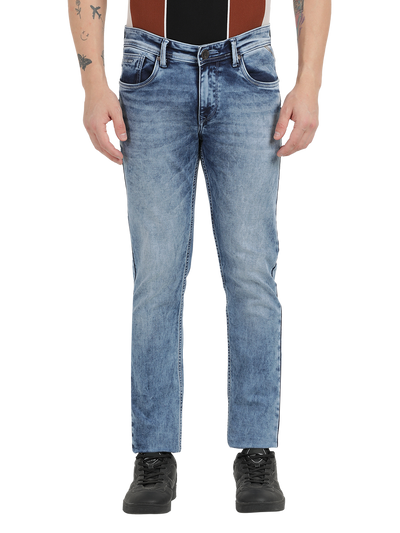 Sea Blue Faded Skinny Fit Jeans