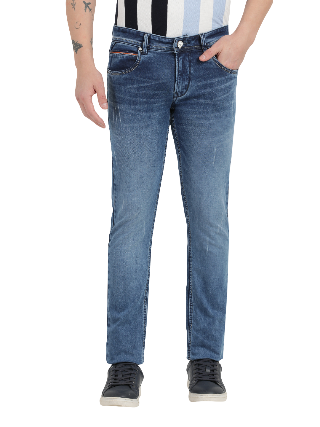 Steel Blue Faded Skinny Fit Jeans