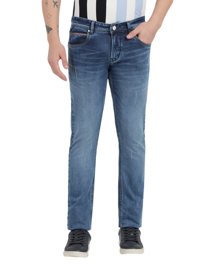 Steel Blue Faded Skinny Fit Jeans