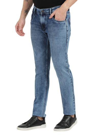 Aqua Blue Faded Skinny Fit Jeans
