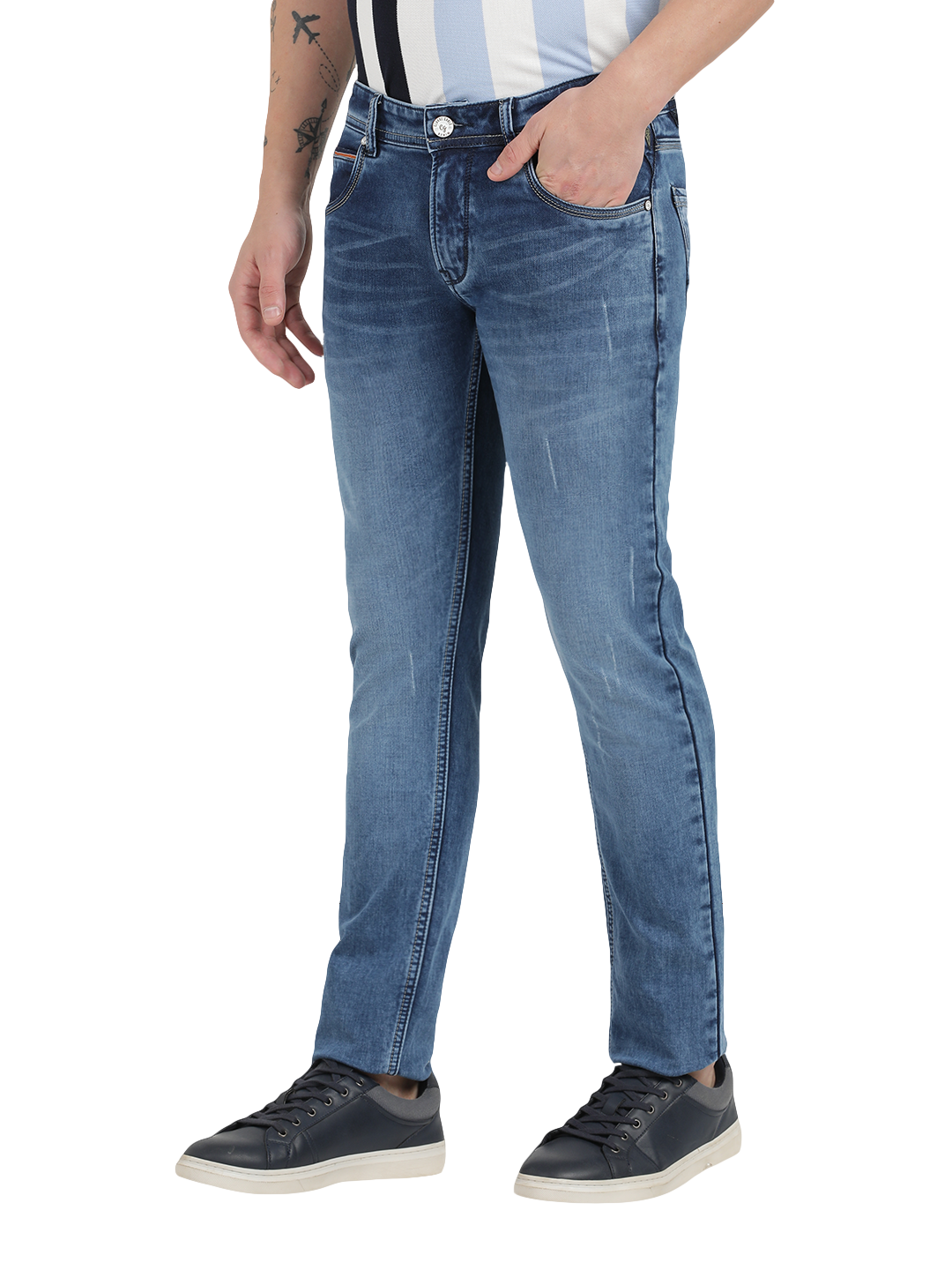 Steel Blue Faded Skinny Fit Jeans