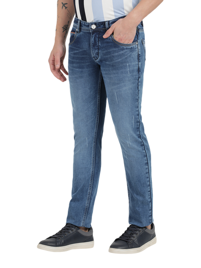 Steel Blue Faded Skinny Fit Jeans