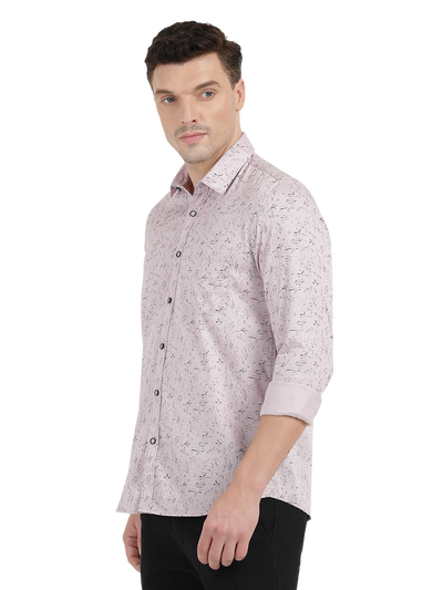Beige with Black Printed Casual Shirt