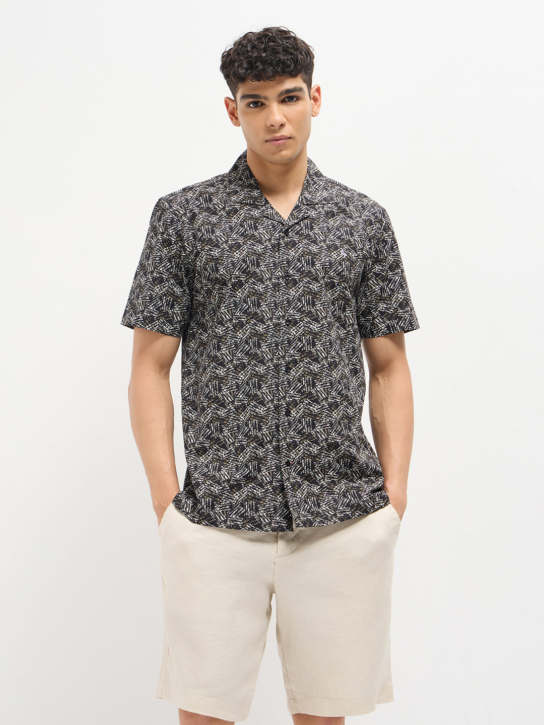 Black Abstract Printed Casual Shirt