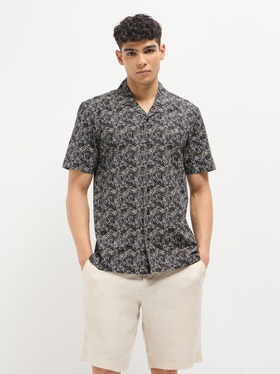 Black Abstract Printed Casual Shirt