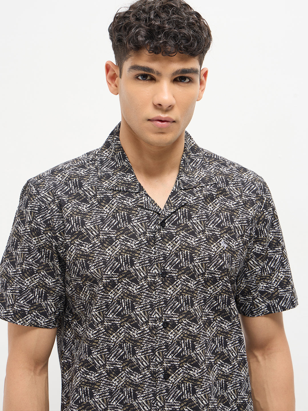 Black Abstract Printed Casual Shirt