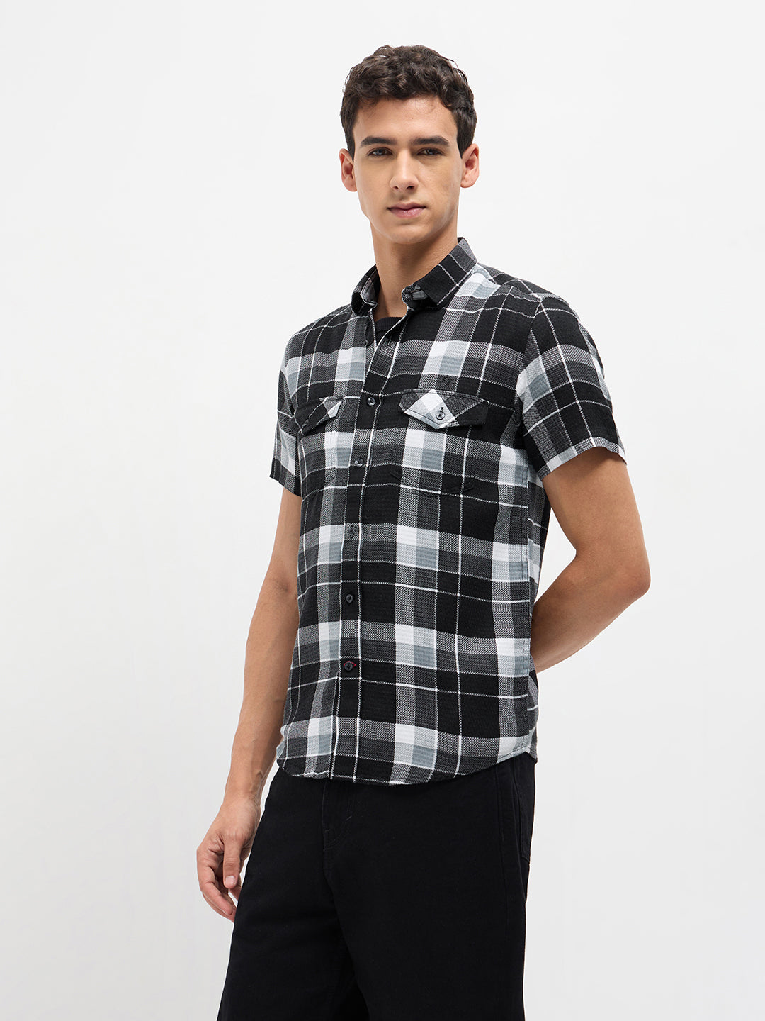 Black Checked Casual Shirt