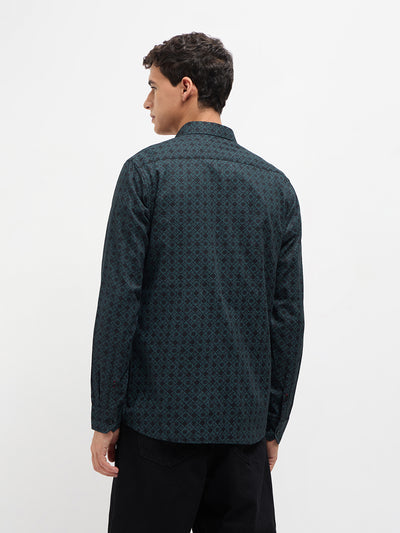 Dark Teal Geometric Printed Shirt