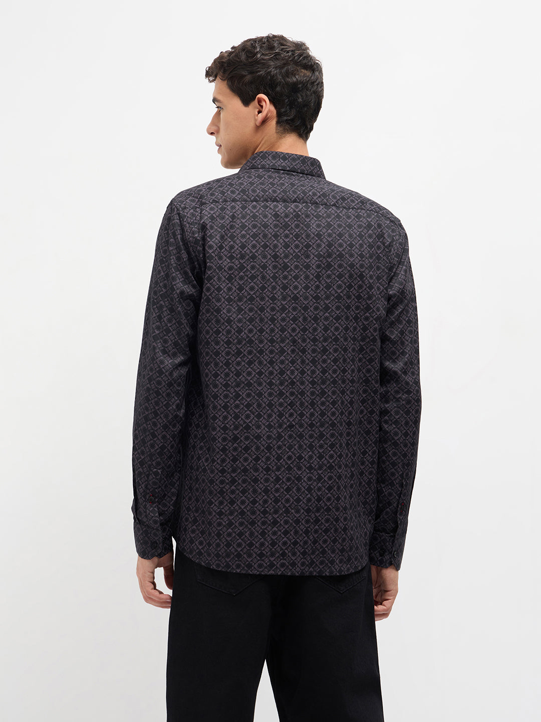 Dark Brown Printed Casual Shirt