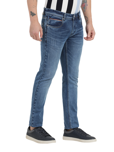 Steel Blue Faded Skinny Fit Jeans