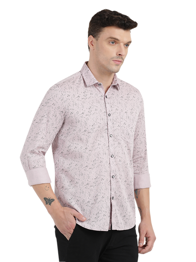 Beige with Black Printed Casual Shirt