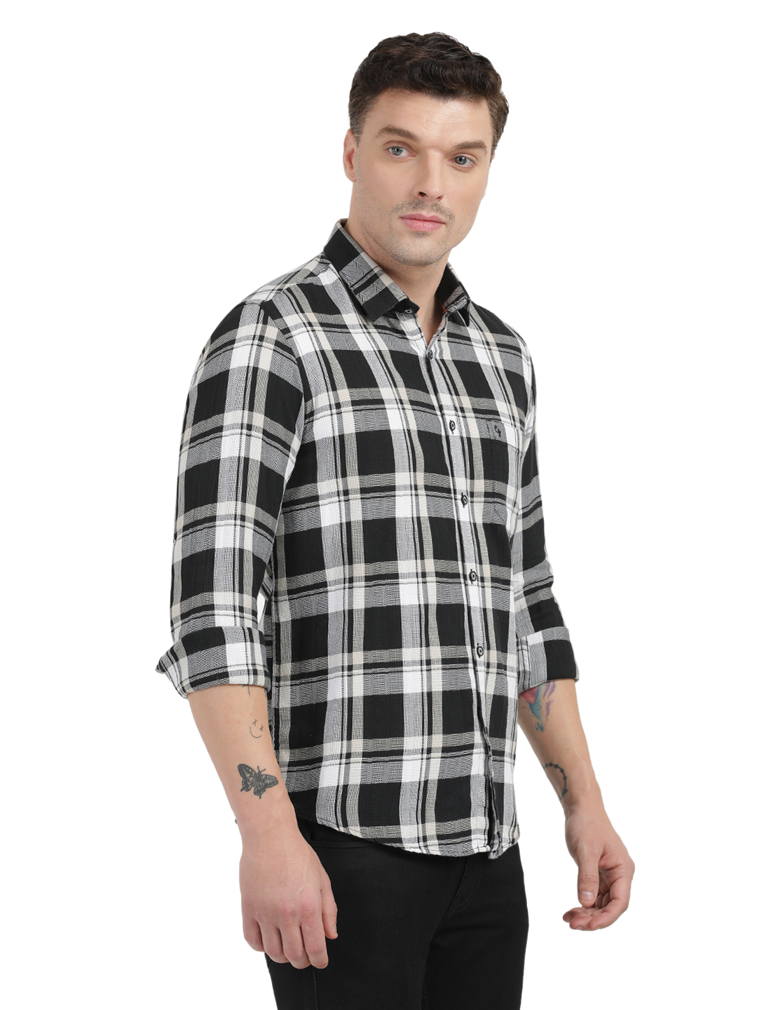 Black and White Checkered Casual Shirt