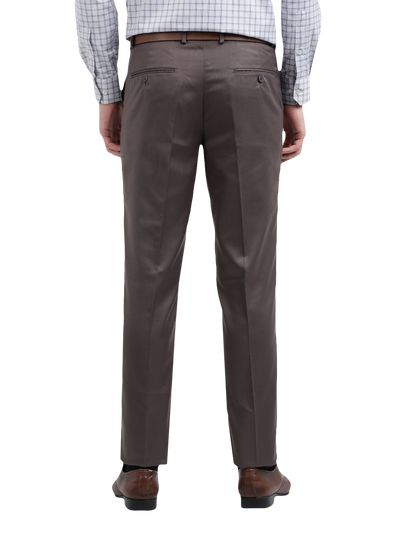Model wearing Clarke Gable's Grey Sharp Fit Trousers in a casual setting