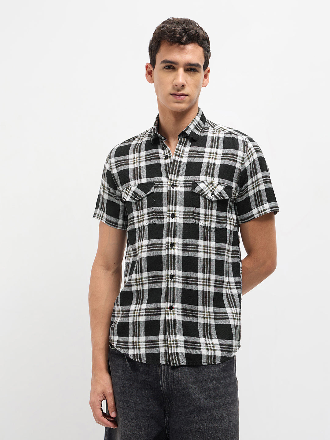 Black Checked Casual Shirt