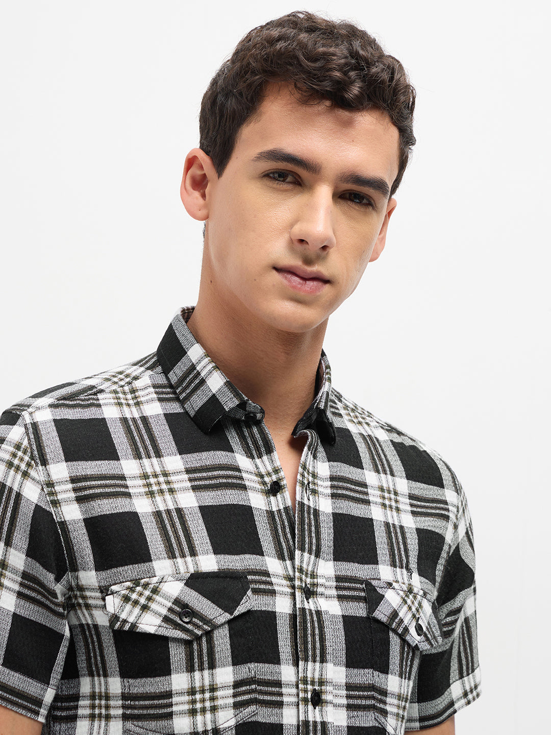 Black Checked Casual Shirt