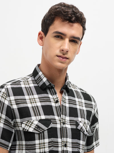 Black Checked Casual Shirt
