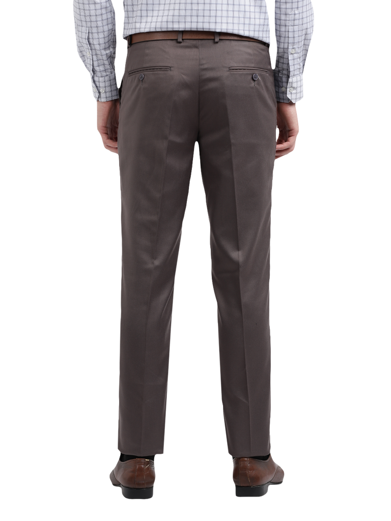 Model wearing Clarke Gable's Grey Sharp Fit Trousers in a casual setting