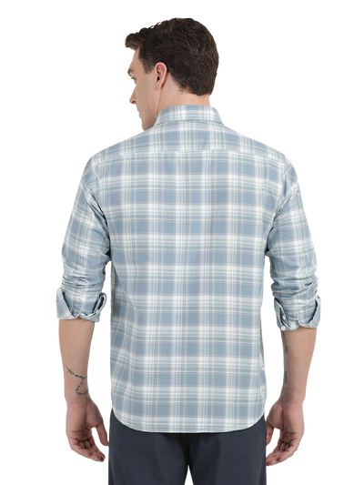 Light Blue with White Checked Casual Shirts