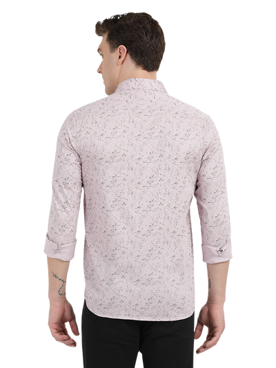 Beige with Black Printed Casual Shirt