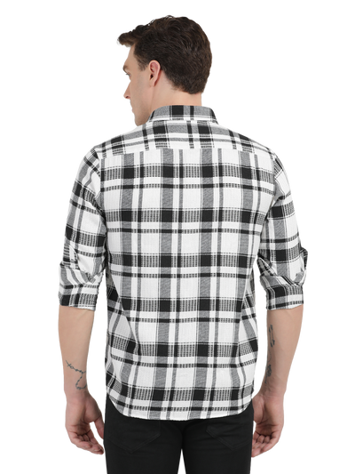 White with Black Checked Casual Shirt