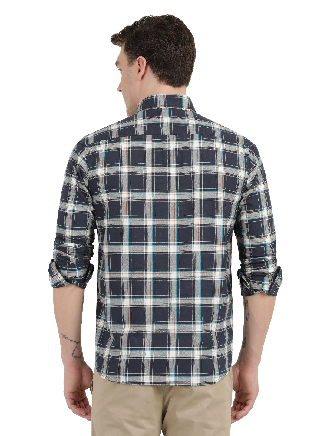 White with Grey Checked Casual Shirt