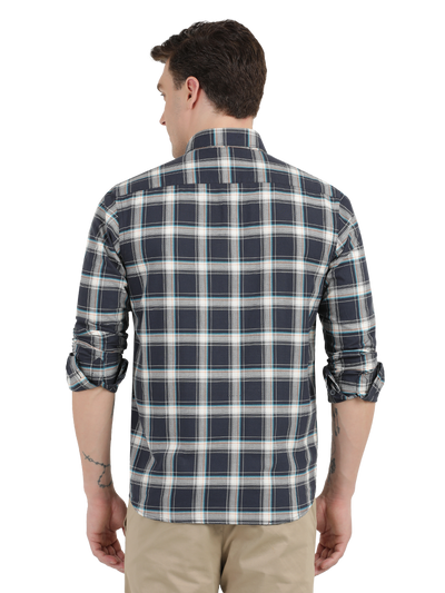 White with Grey Checked Casual Shirt