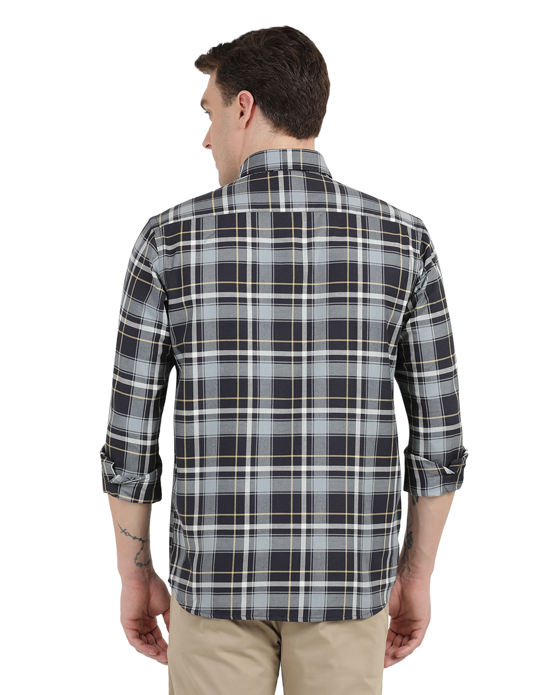 Black with White Checked Casual Shirt