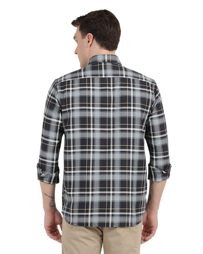 Black with White Checked Casual Shirt