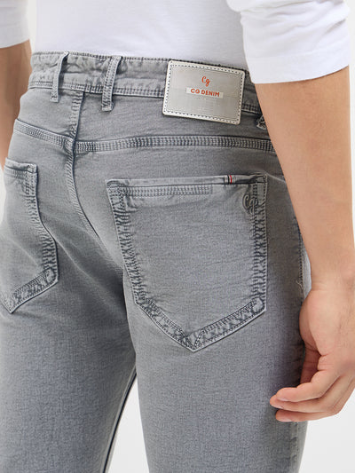 Light Grey Casual Denim Trousers