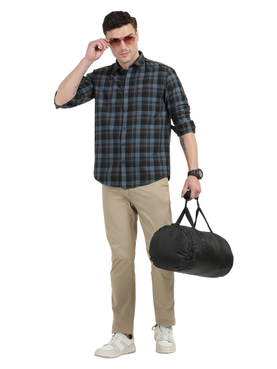 Blue with Black and yellow Checked Casual Shirt