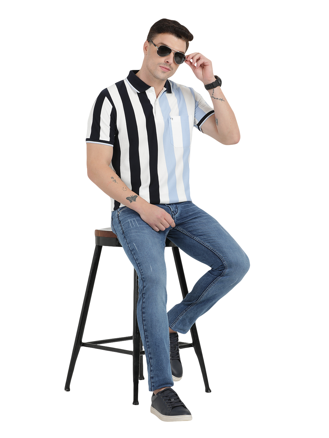 Steel Blue Faded Skinny Fit Jeans