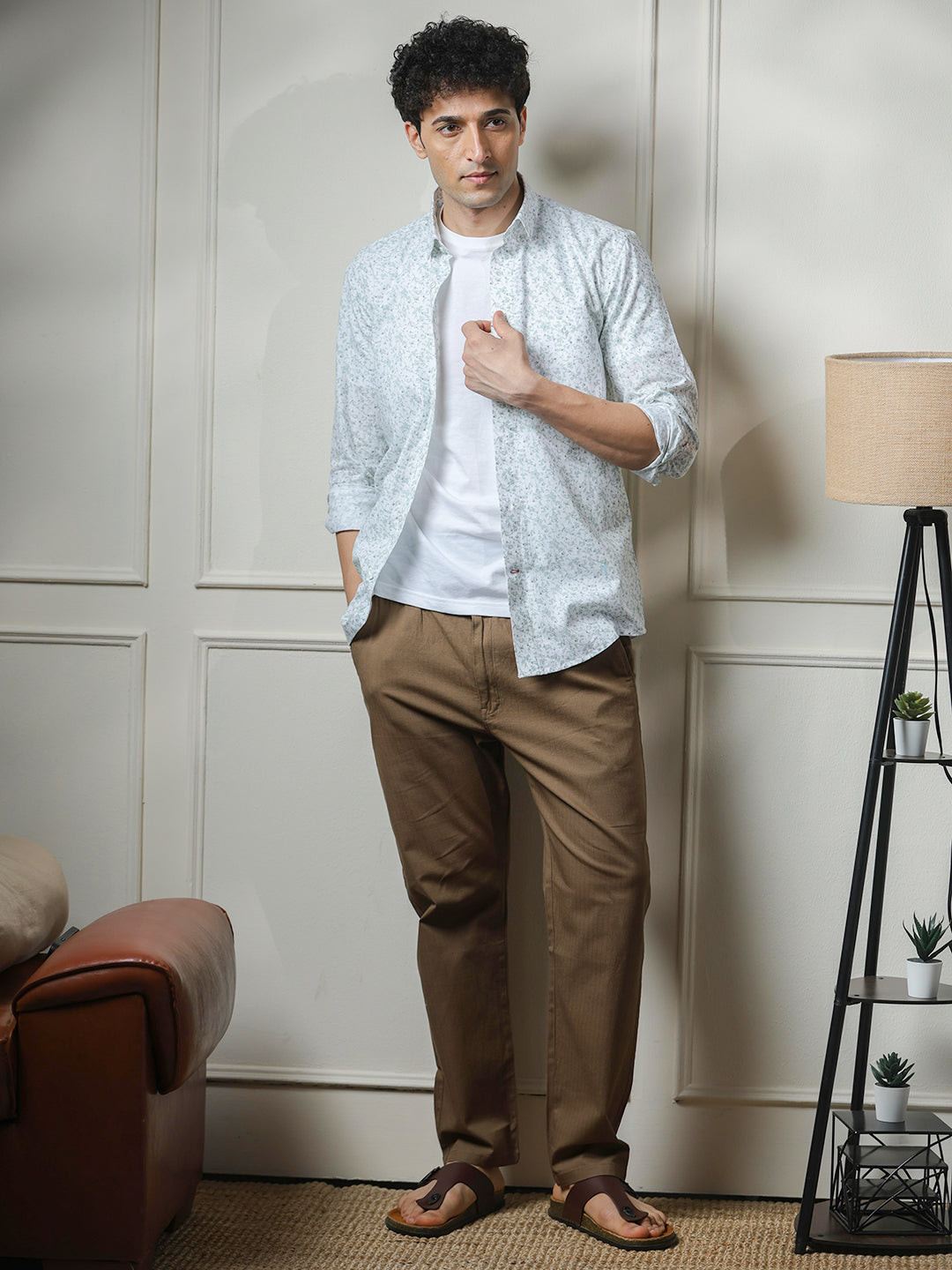 White Printed Casual Shirt