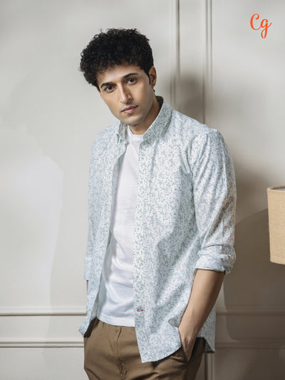 White Printed Casual Shirt