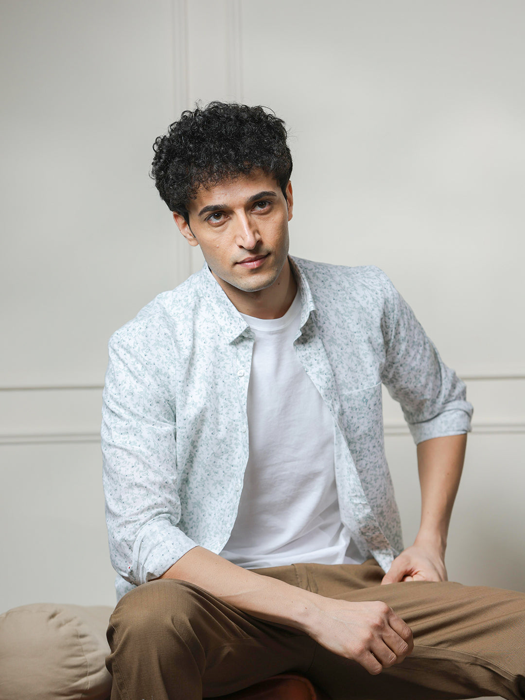 White Printed Casual Shirt