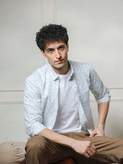 White Printed Casual Shirt