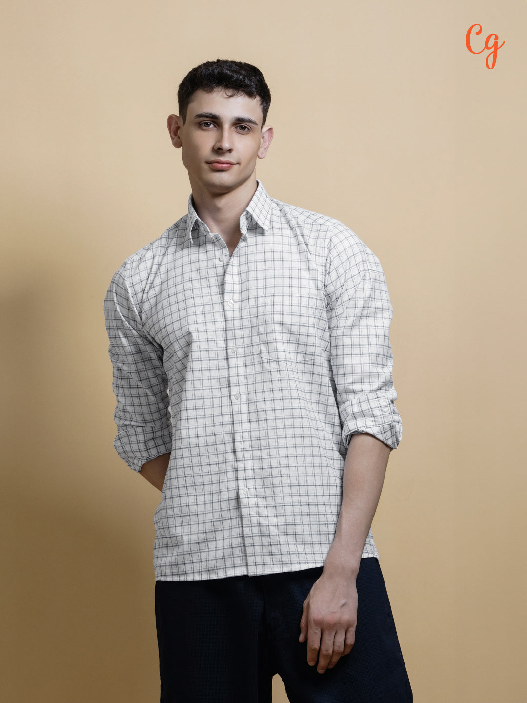 Metal Black and White Checked Casual Shirt