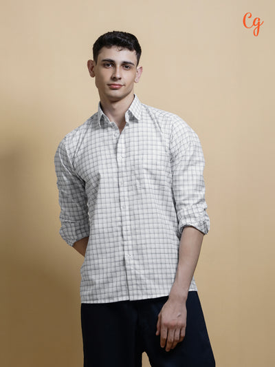 Metal Black and White Checked Casual Shirt