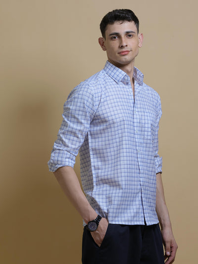 Ink Blue Checked Casual Shirt