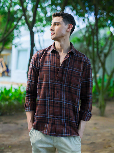 Brown Checked Casual Shirt