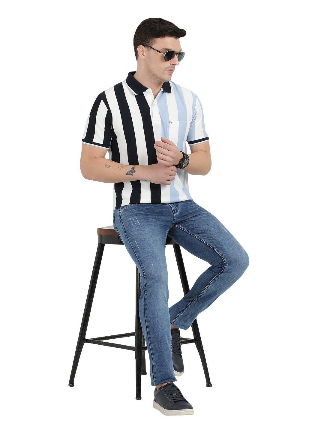 Steel Blue Faded Skinny Fit Jeans