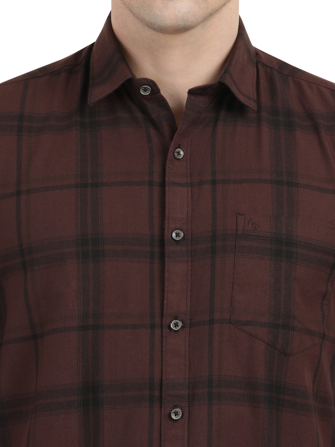 Brown with Black Checked Casual Shirt