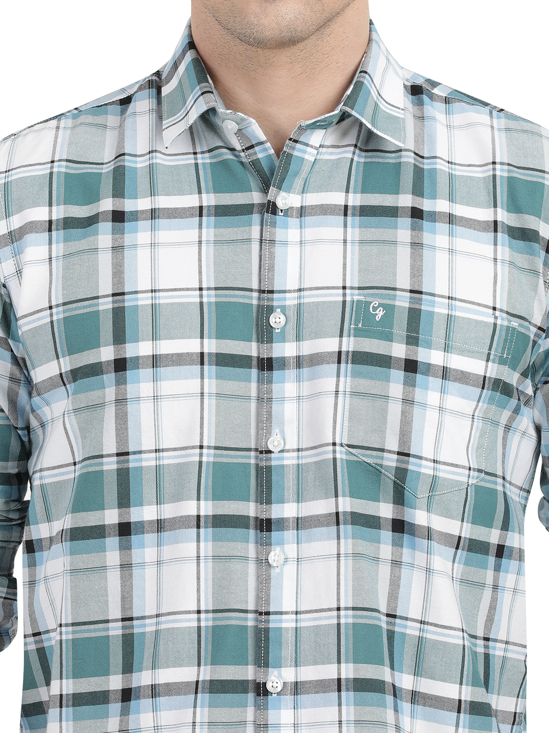White with Blue Checked Casual Shirt