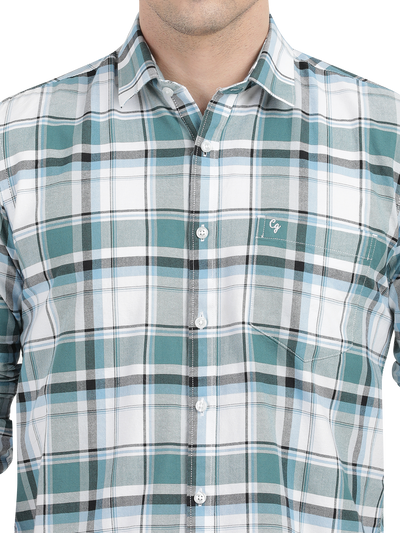 White with Blue Checked Casual Shirt