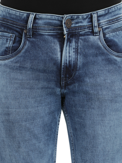 Aqua Blue Faded Skinny Fit Jeans