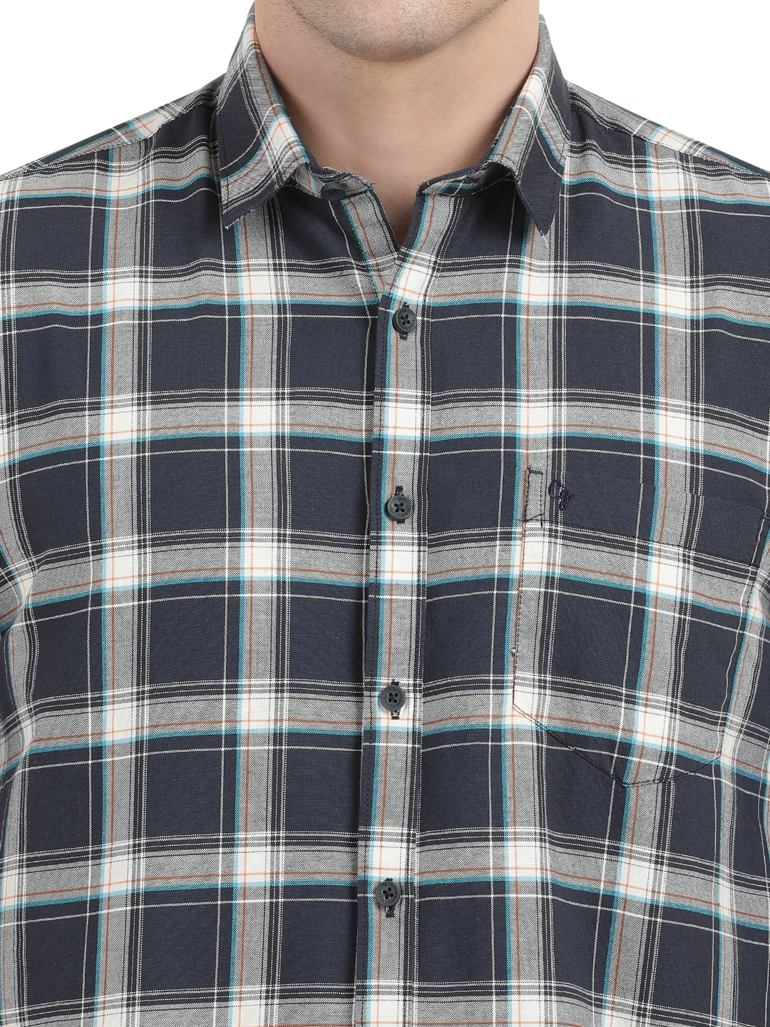 White with Grey Checked Casual Shirt