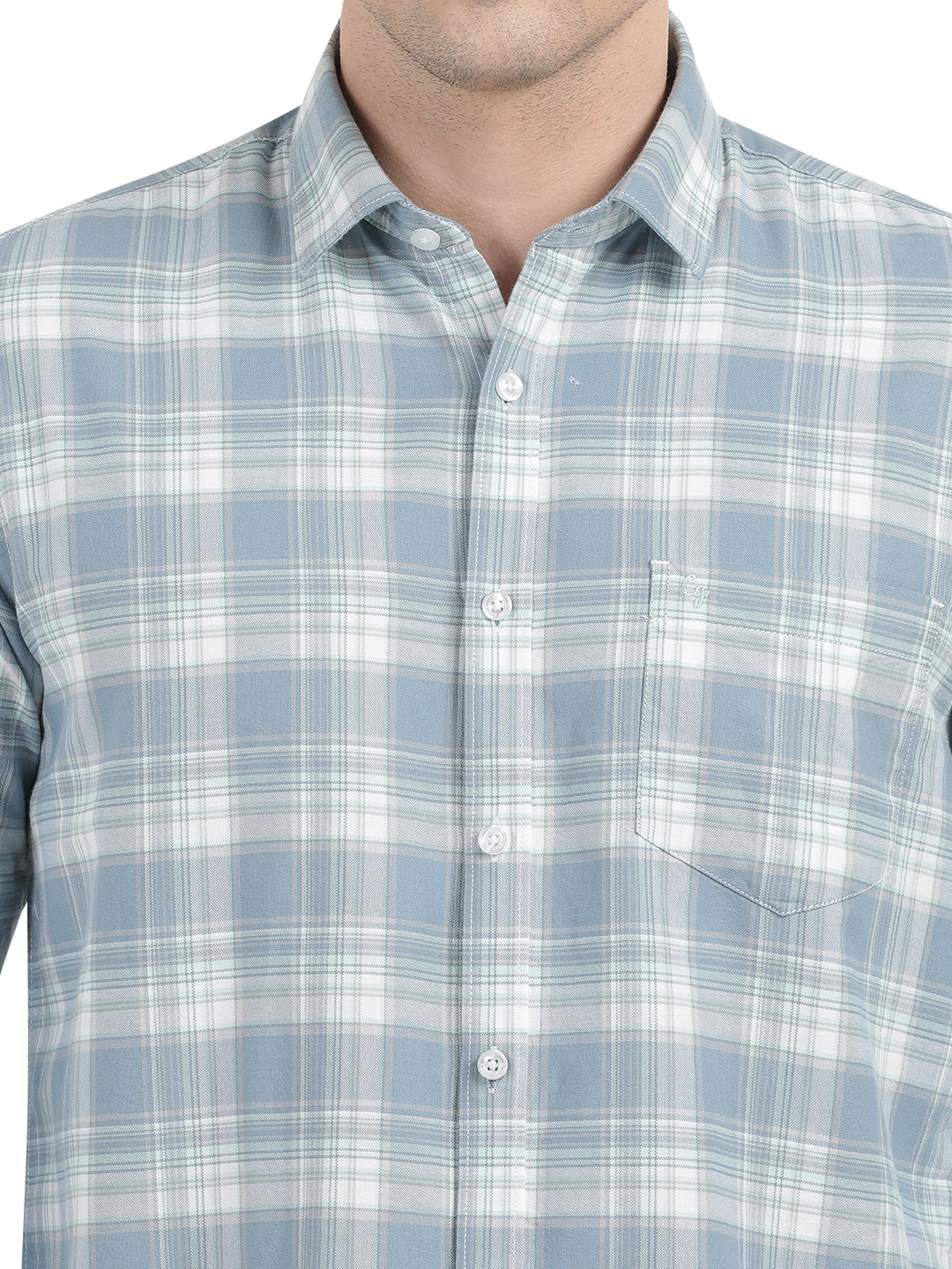 Light Blue with White Checked Casual Shirts