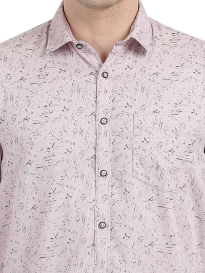 Beige with Black Printed Casual Shirt