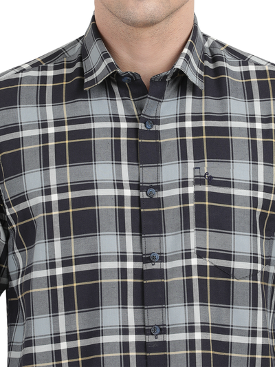 Black with White Checked Casual Shirt
